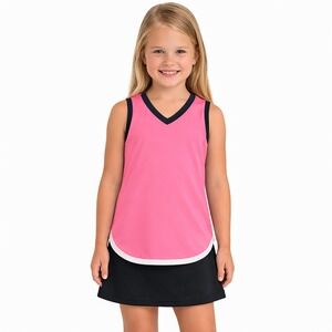 Little Miss Tennis Girls Pink Tennis Tank Top Sleeveless Athletic Shirt Size 5/6